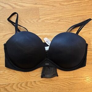 Victoria' Secret Bombshell Bra Black 38D Add-2-Cups convertible Strapless PushUp